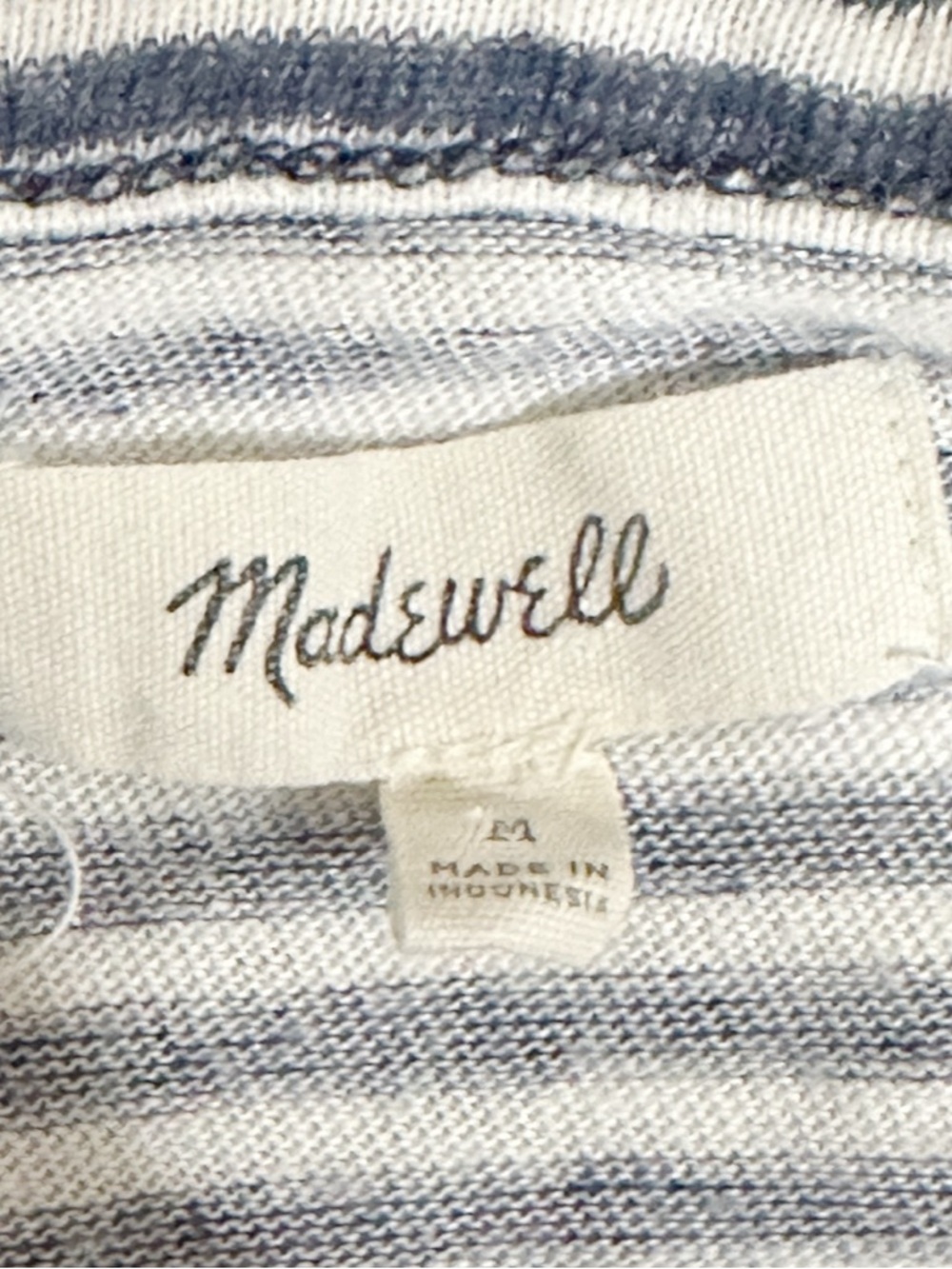 Madewell Soundcheck Side-Tie Striped Tee Long Sleeve Linen Cotton Blend Medium - Picture 4 of 4